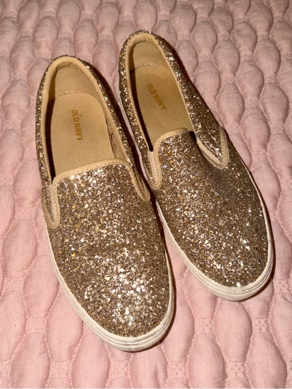 Old Navy Glittery Gold Slip-On Sneakers